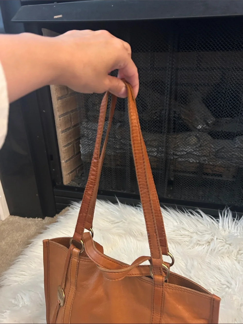 Margot New York leather Tote Bag in Cognac Brown